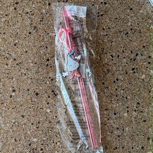 Pink Hershey Kiss Straw with Hershey Kiss Charm